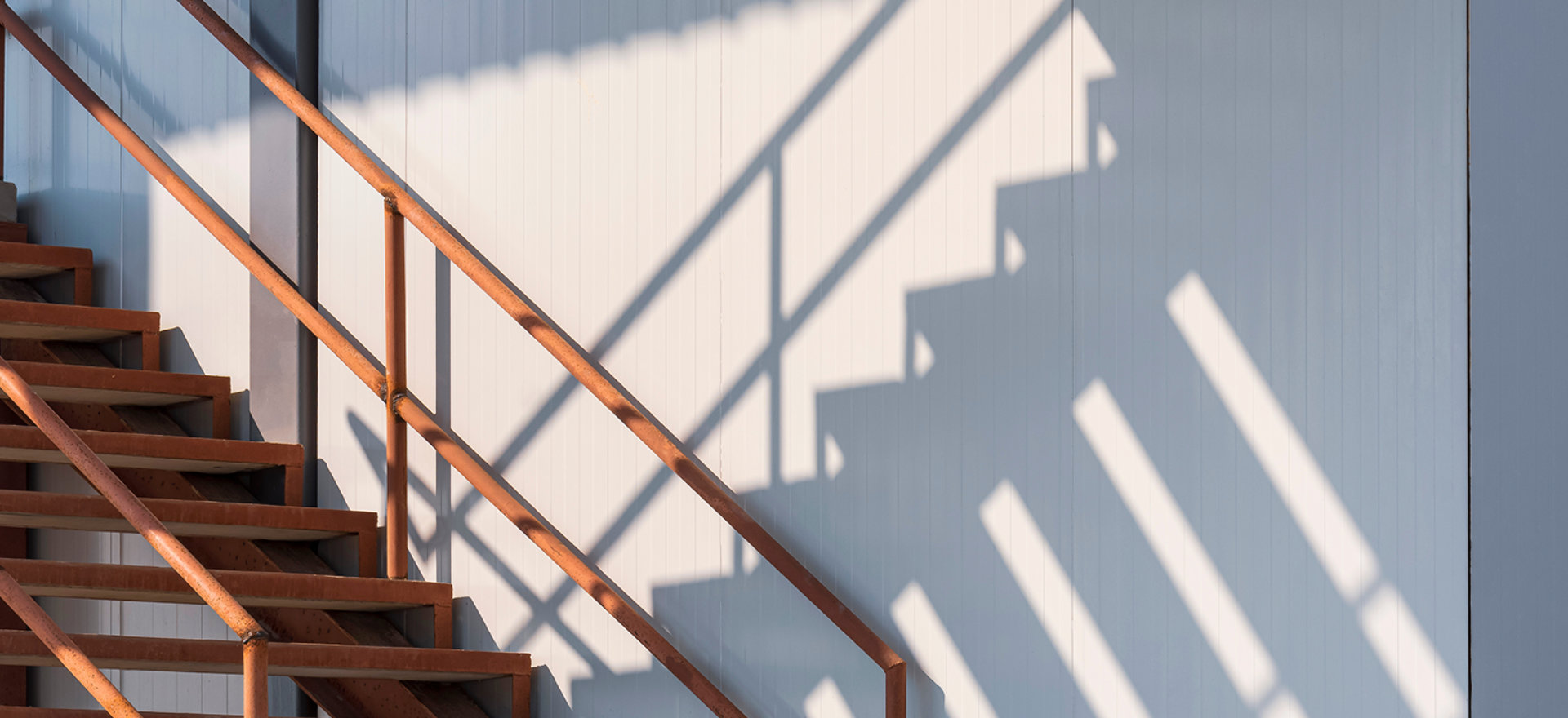Wooden stairs outside of a building