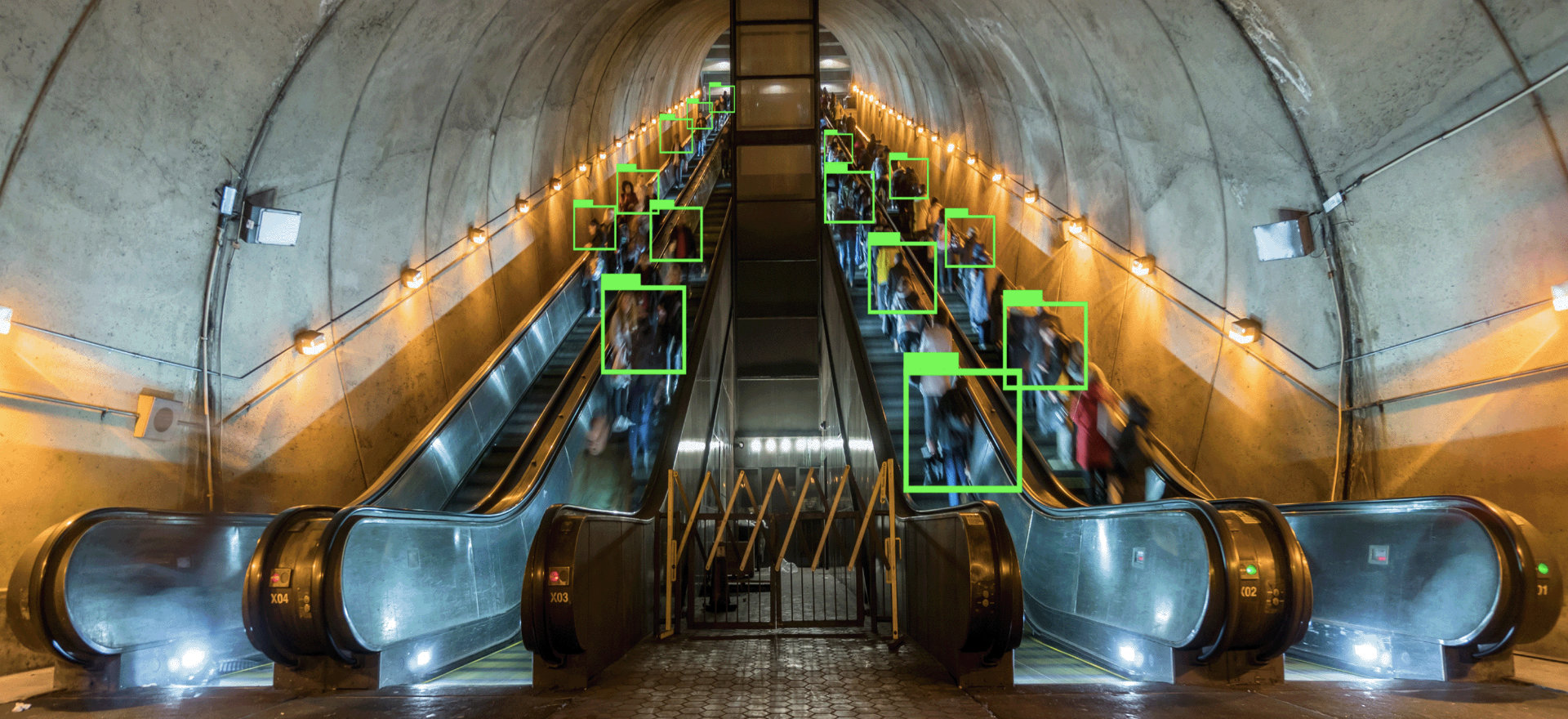surveillance on an escalator